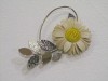 Silver, gold and vintage plastic daisy brooch