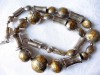 Silver and gold leaf bead necklace