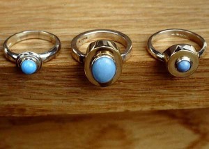  Silver, gold and turquoise rings
